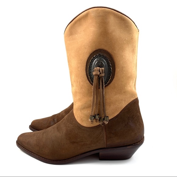 Vintage Shoes - VTG DINGO brown suede cowgirl boots w/ tassels